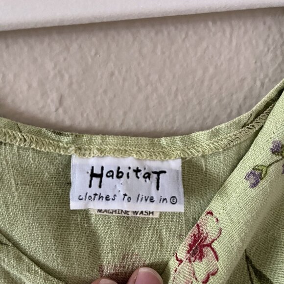 Habitat Dress Green 100% Linens Floral Lagenlook Art Wear Teacher Boho L #1780 - Picture 6 of 7